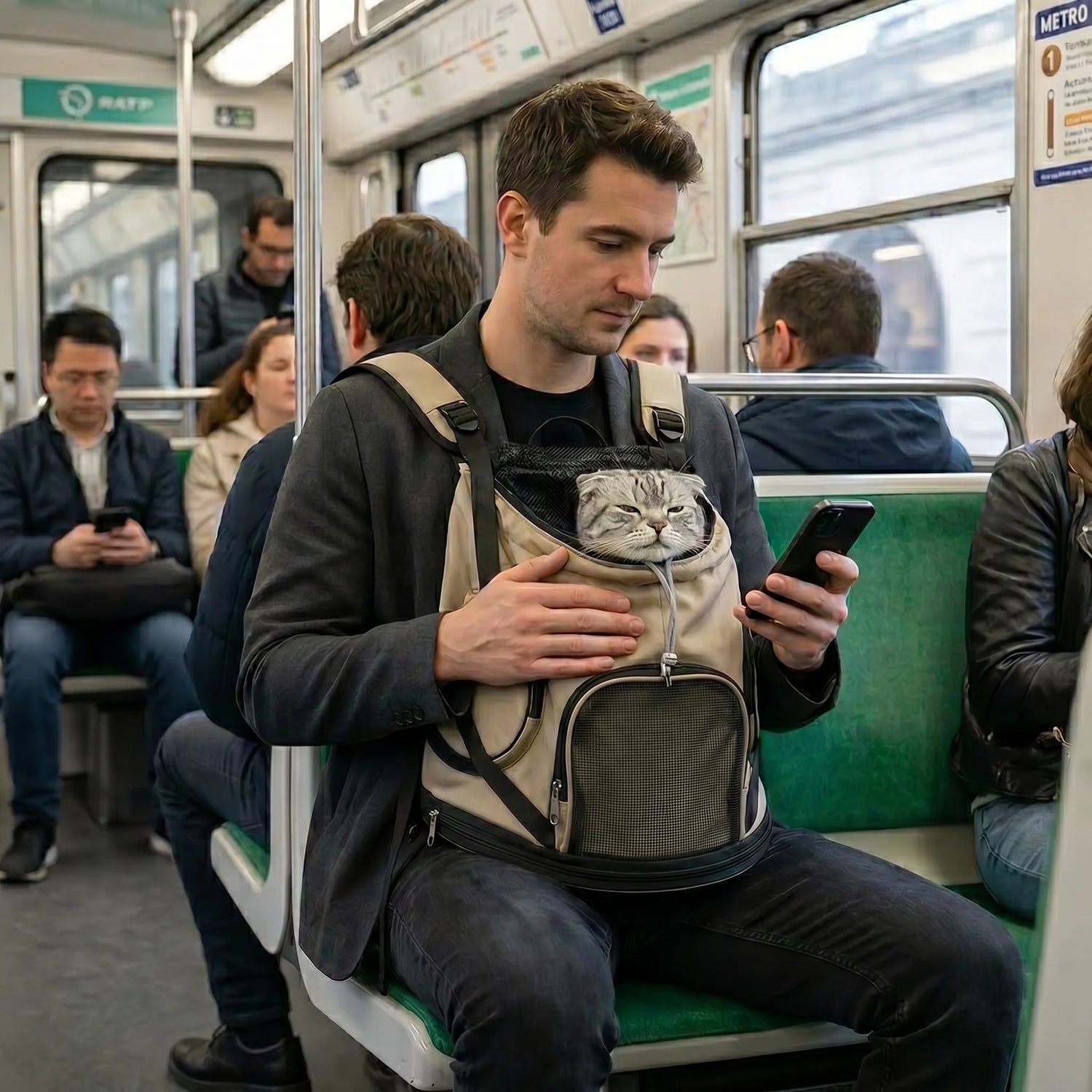 homme-30-ans-avec-un-sac-pour-chat-dans-le-bus-a-paris-ratp