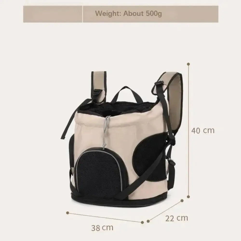 Dimensions du sac ventral ergonomique pour chat en toile Oxford avec bretelles ajustables.