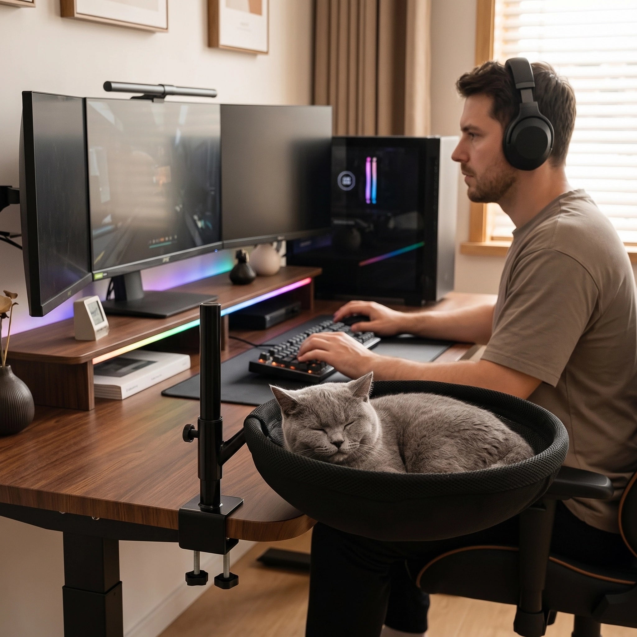 homme-30-ans-geek-chat-panier-suspendus