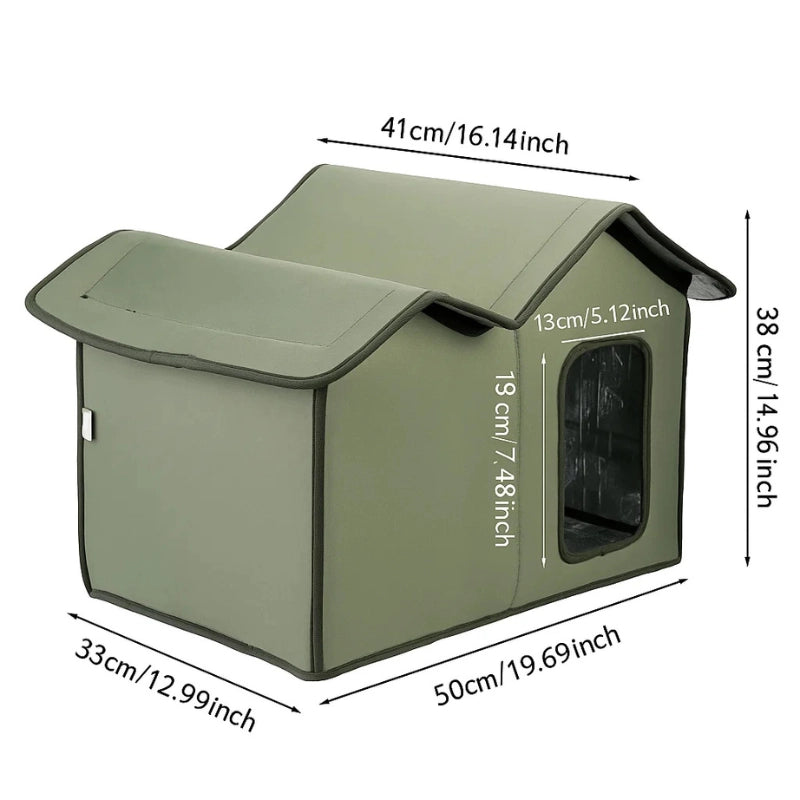 niche extérieure imperméable pour chat avec dimensions indiquées