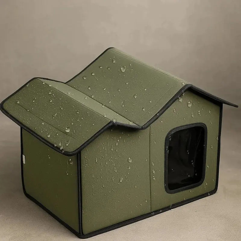 niche extérieure pour chat verte imperméable avec toit incliné