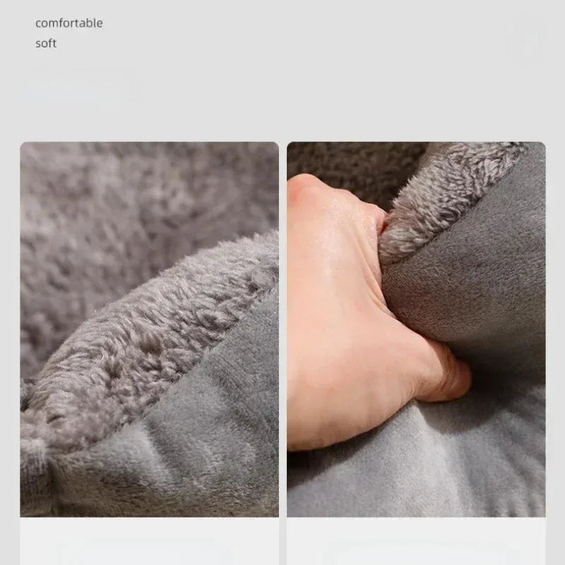 Gros plan sur la peluche douce et respirante d’un panier pour chat confortable.