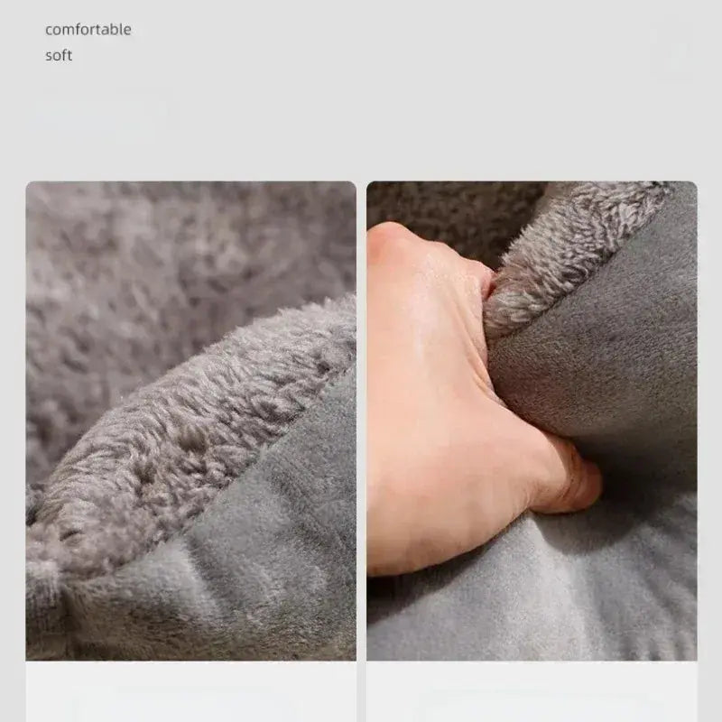 Gros plan sur la peluche douce et respirante d’un panier pour chat confortable.