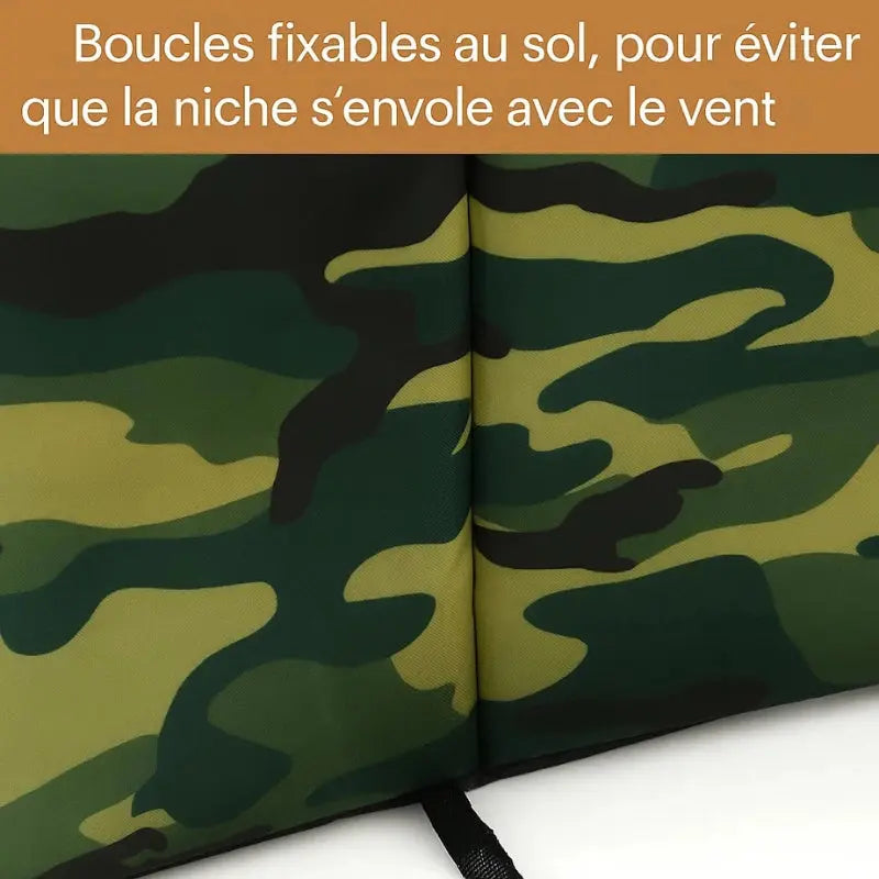 Système de fixation au sol pour panier extérieur camouflage pour chat