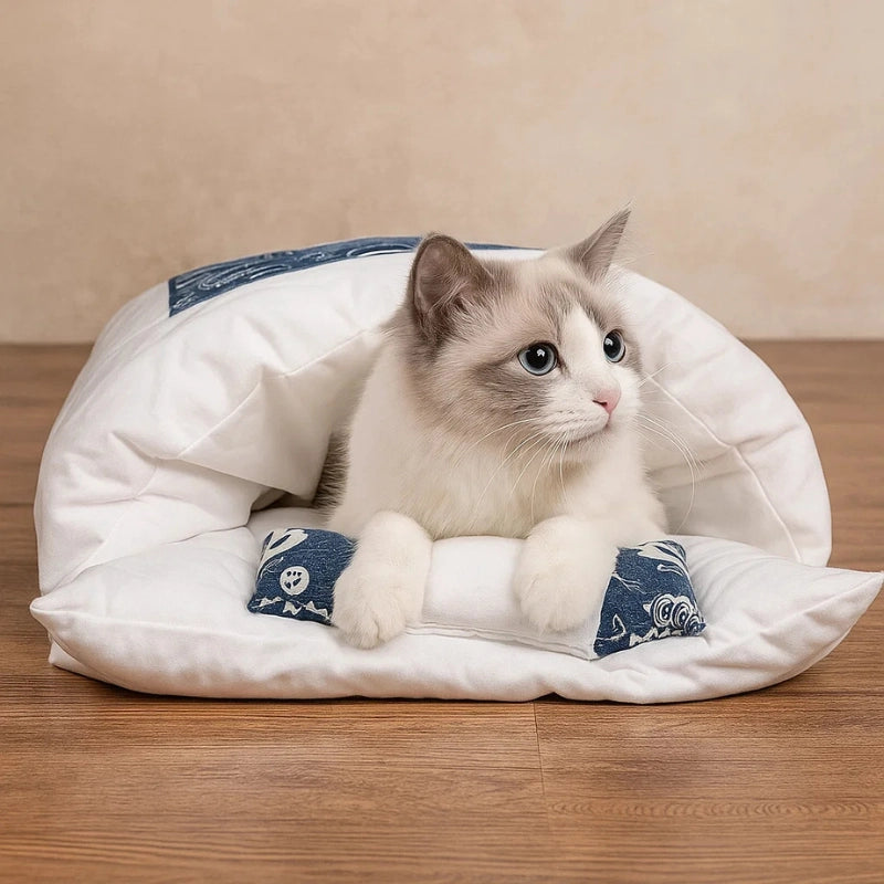 Sac de couchage blanc pour chat confortable