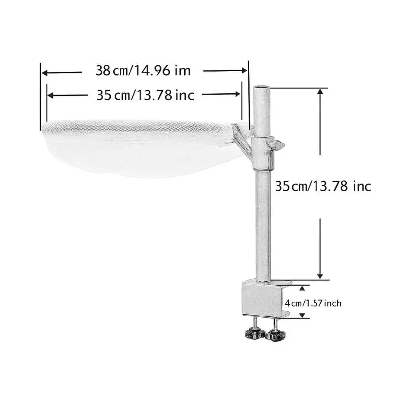 Schéma des dimensions du panier suspendu pour chat, diamètre environ 35–38 cm