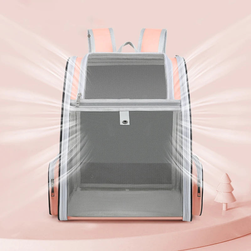 Système de ventilation renforcée du sac à dos pour chat avec fibre respirante.