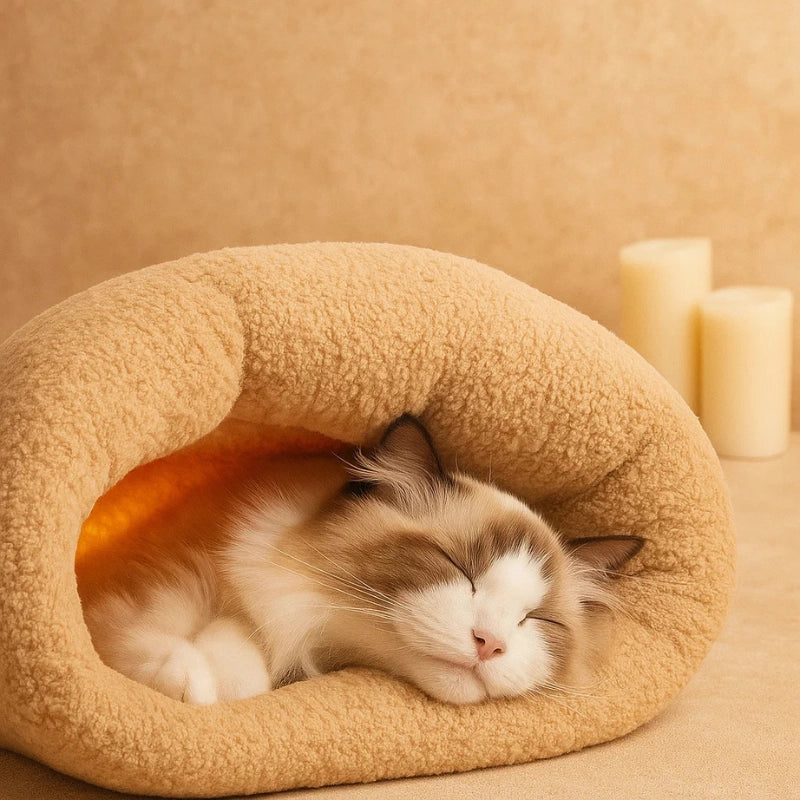 Sac de couchage pour chat semi-fermé en peluche
