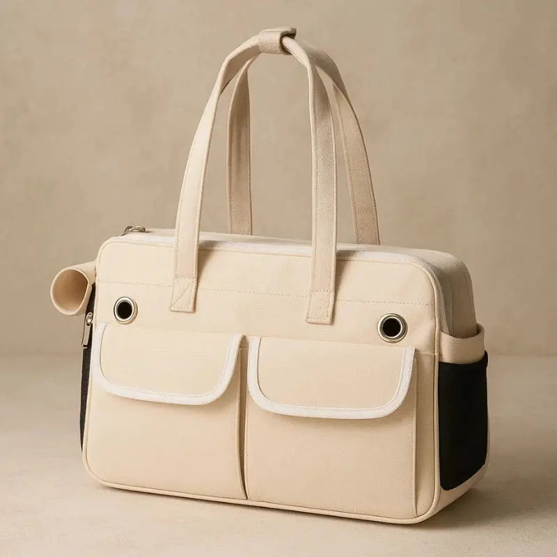 Sac bandoulière blanc en nylon résistant pour chat