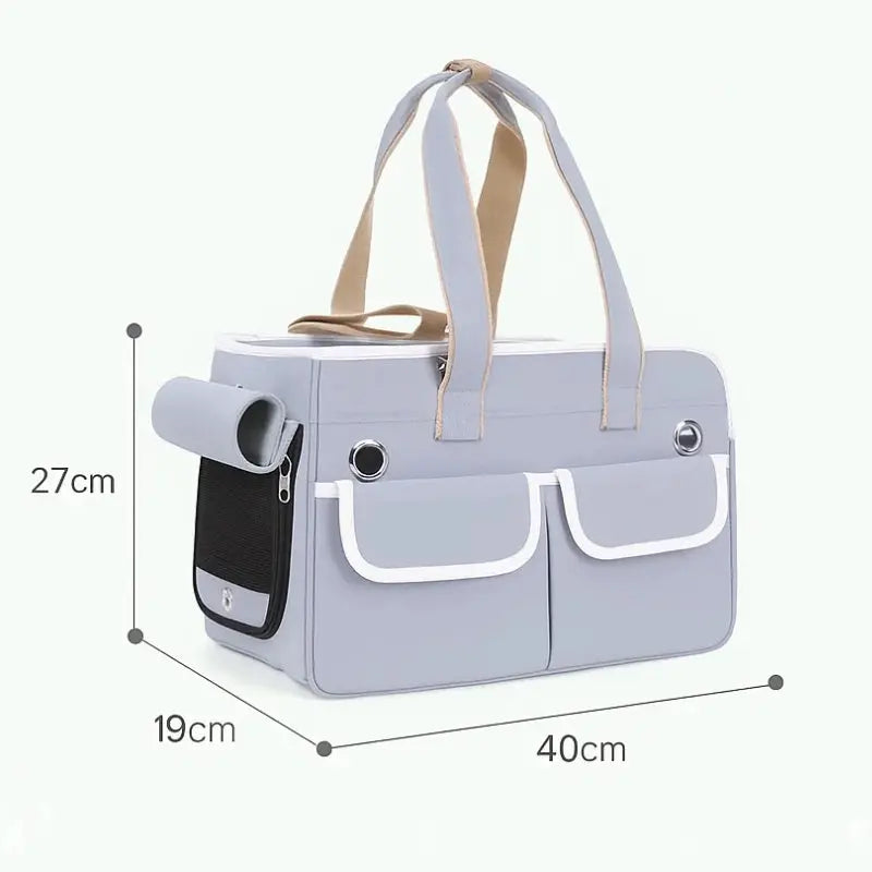 Sac bandoulière bleu pour chat en nylon respirant, adapté aux sorties