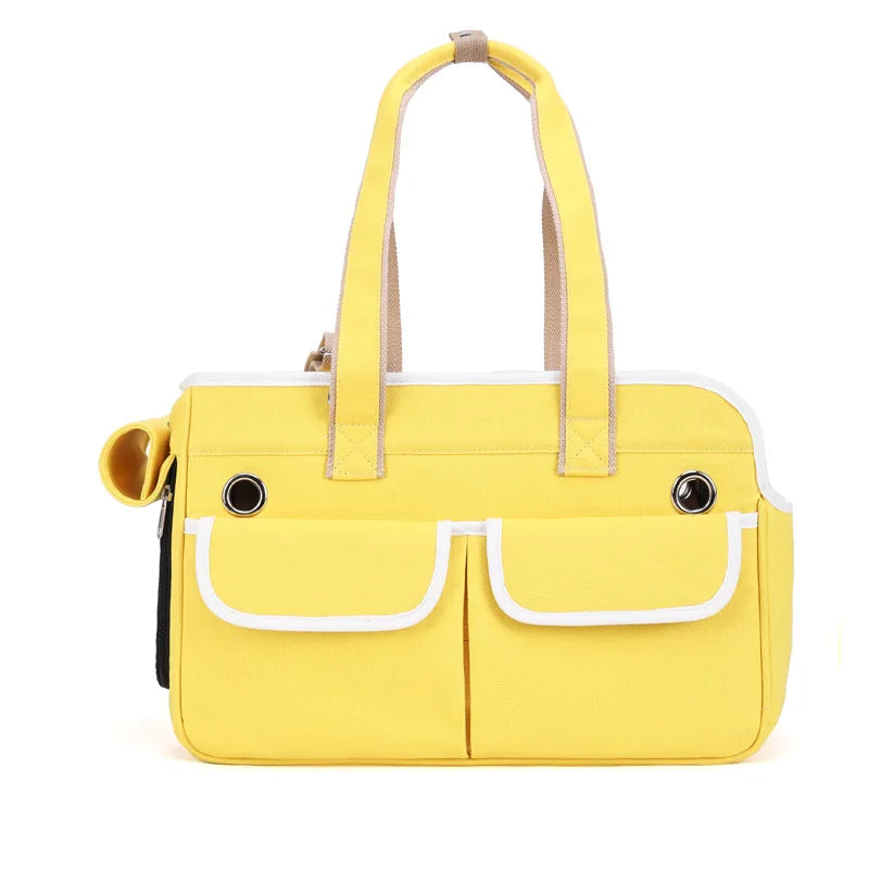 Sac de transport jaune pour chat, pratique avec poches