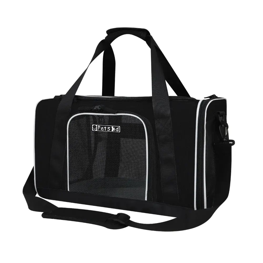 Sac de transport pour chat 10 kg gris, pliable et respirant, adapté aux grands félins.