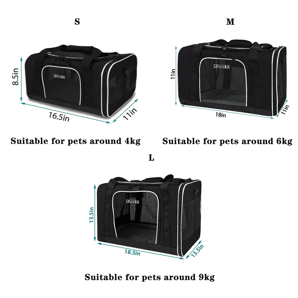 Sac de transport bleu pour chat 10 kg avec maille respirante et fermeture sécurisée.