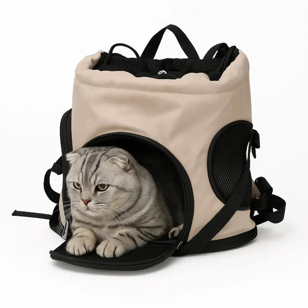Sac ventral en toile Oxford respirante pour chat, design confortable et sécurisé.