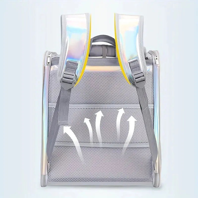 Système de ventilation du sac à dos pour chat avec aérations dorsales et latérales.