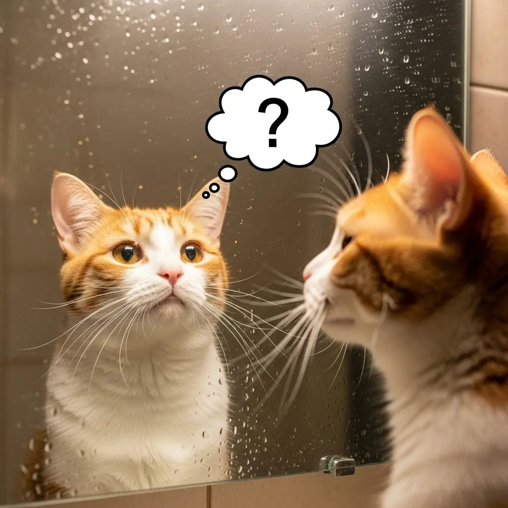 chat devant la glace, ?, dessin animé