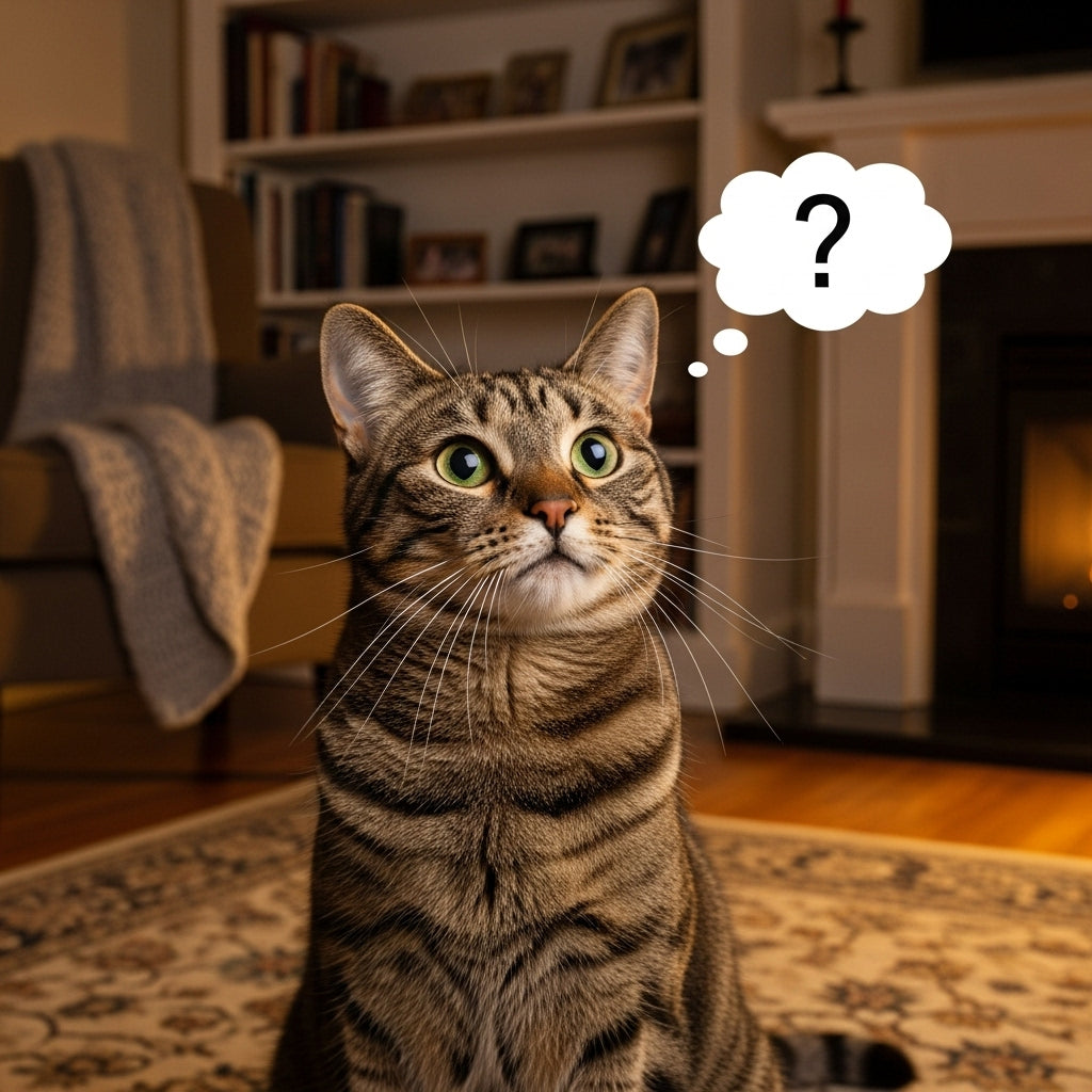 chat se posant des questions, dessin animé