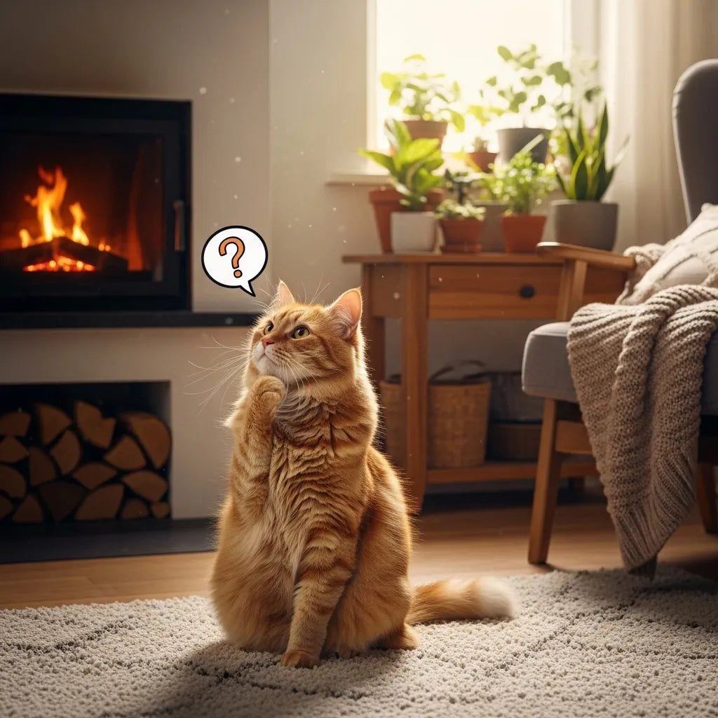 chat-étonné-roux-dans-un-salon-près-du-feu