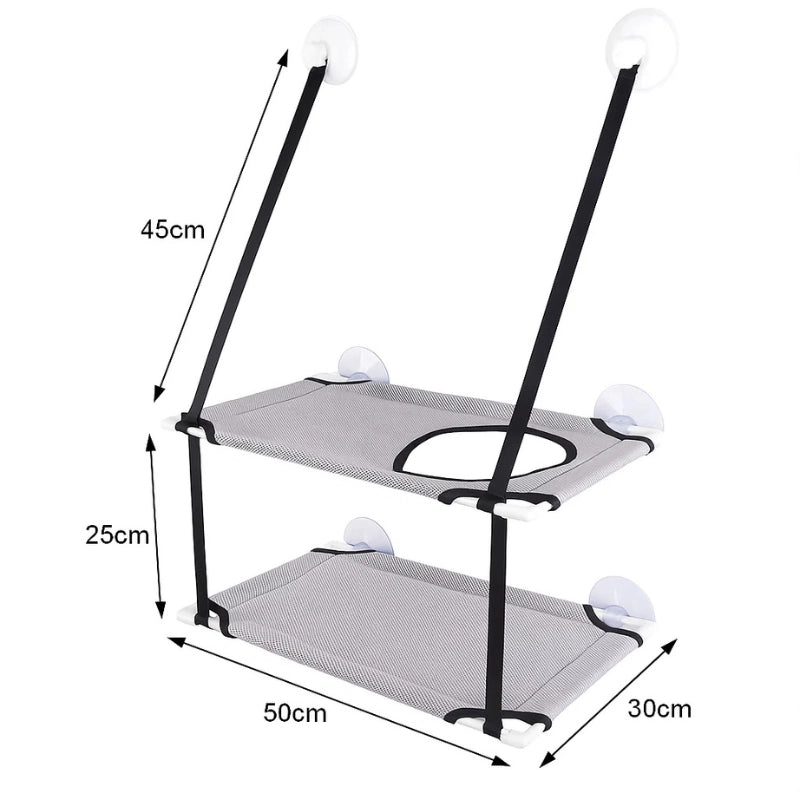 Schéma des dimensions du hamac de fenêtre pour chat à ventouses